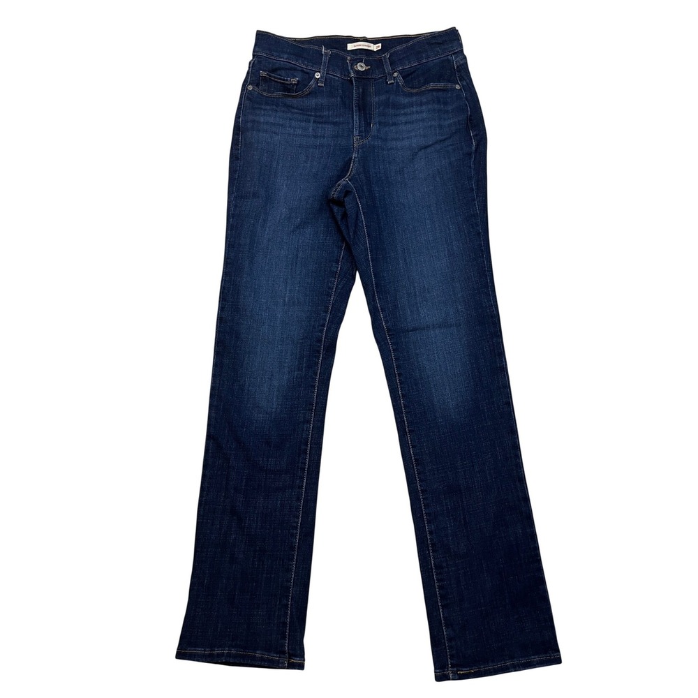 Levis Jeans Womens 28 Blue Classic Straight Mid Rise Dark Wash Stretch